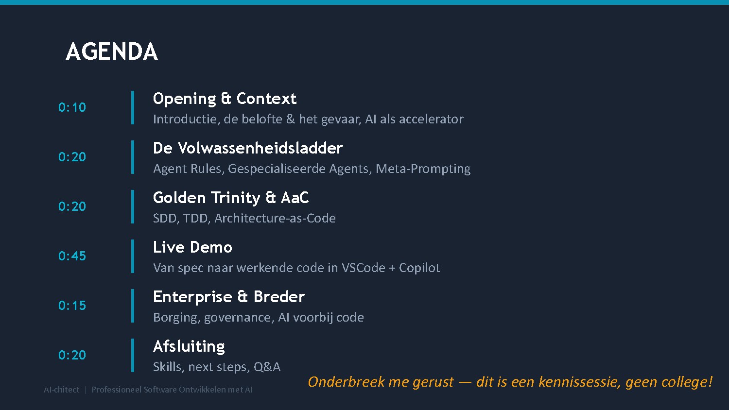 Slide 4: Agenda van de kennissessie