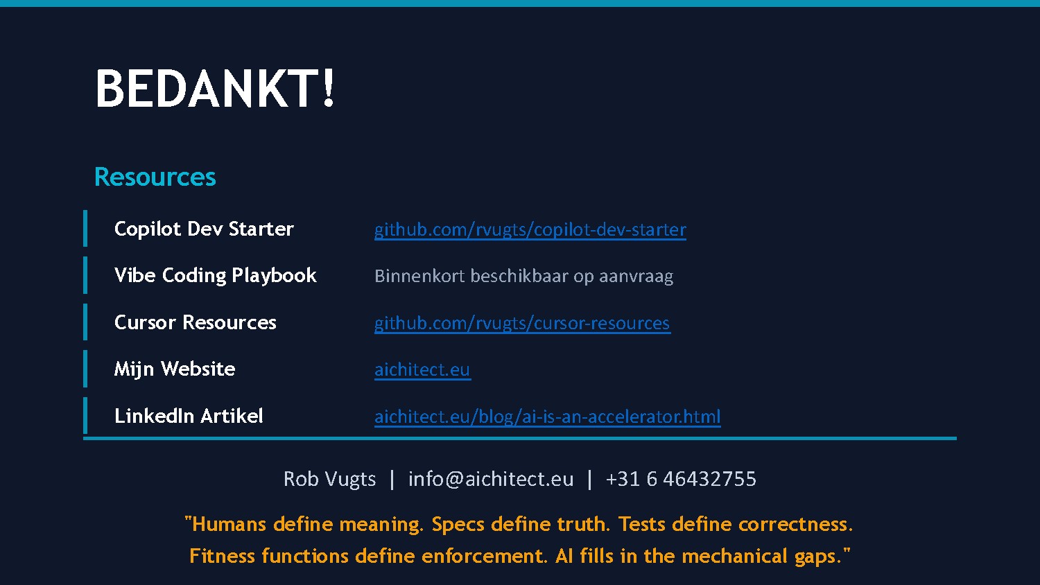 Slide 33: Bedankt en Q&A